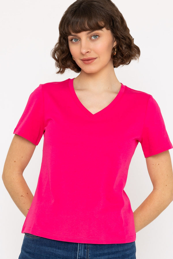 Carraig Donn Short Sleeve Pink Supersoft V Neck Tee