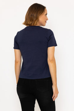 Carraig Donn Short Sleeve Round Neck Tee in Navy