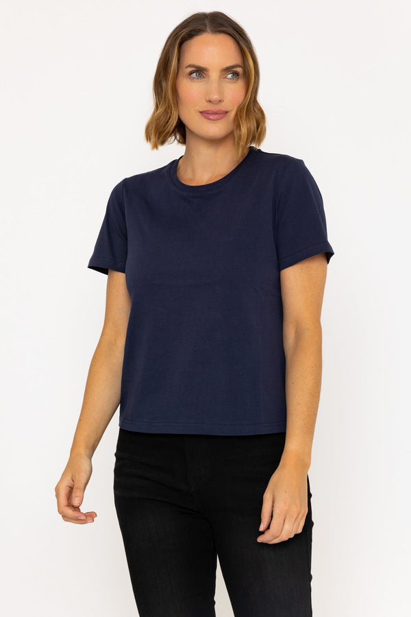 Carraig Donn Short Sleeve Round Neck Tee in Navy