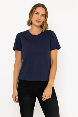 Carraig Donn Short Sleeve Round Neck Tee in Navy