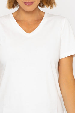 Carraig Donn Short Sleeve Super Soft V-Neck Tee in White