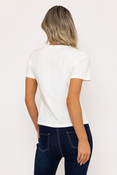 Carraig Donn Short Sleeve Super Soft V-Neck Tee in White