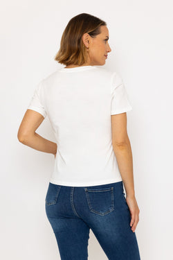 Carraig Donn Short Sleeve Super Soft V-Neck Tee in White