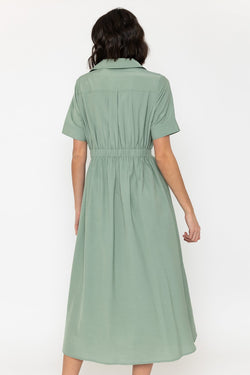 Carraig Donn Short Sleeve Utility Midi Dress in Green