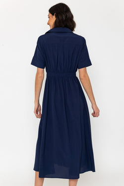 Carraig Donn Short Sleeve Utility Midi Dress in Navy