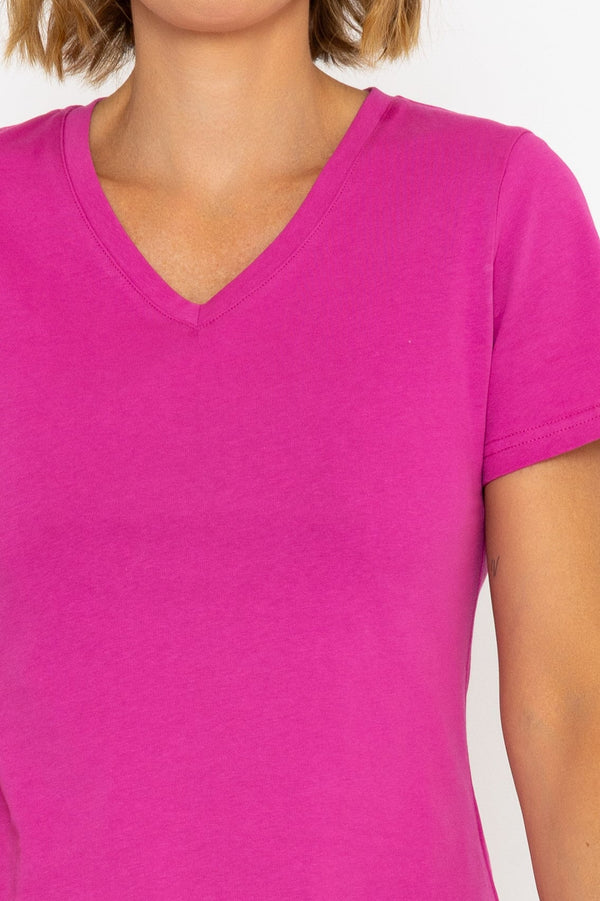 Carraig Donn Short Sleeve V-Neck Tee in Pink