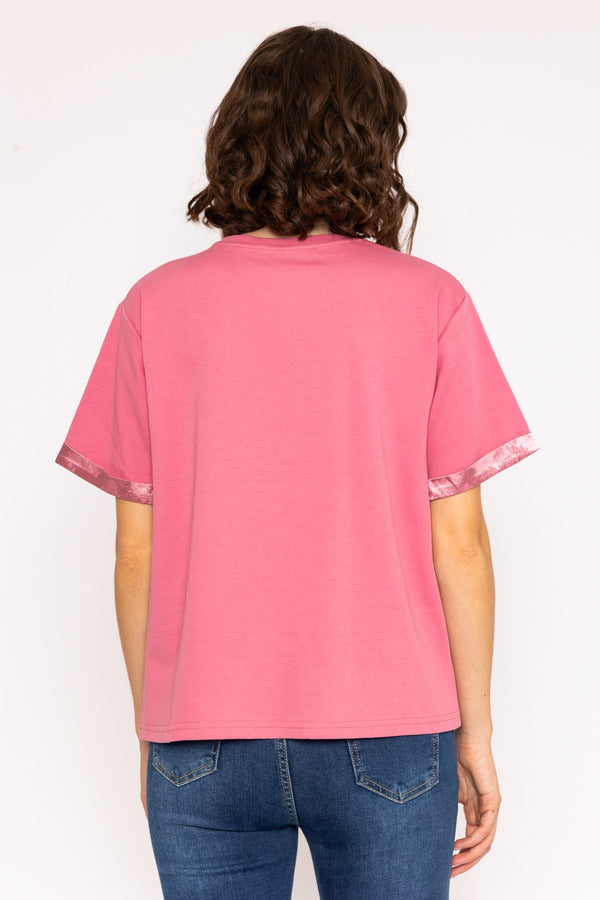 Carraig Donn Short Sleeves Applique T-Shirt in Pink