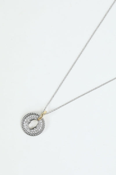 Carraig Donn Silver Crystal Circle Pendant Necklace