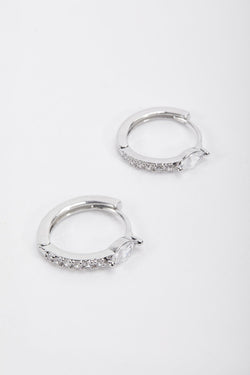 Carraig Donn Silver Diamante Hoop Earrings