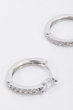 Carraig Donn Silver Diamante Hoop Earrings