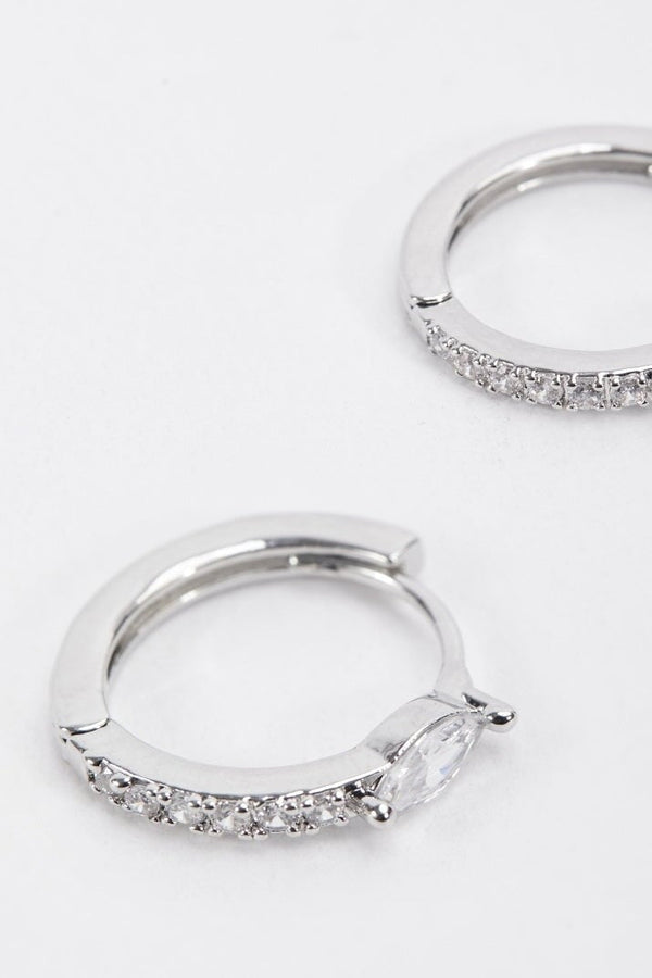 Carraig Donn Silver Diamante Hoop Earrings