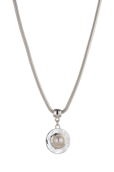 Carraig Donn Silver Disc with Pearl Necklace