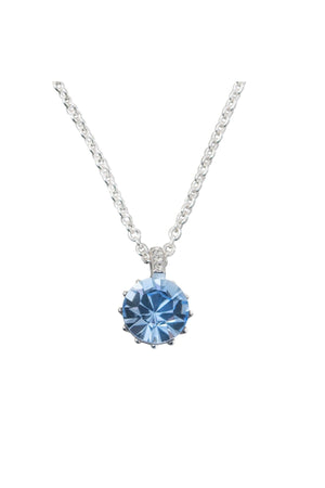 Silver Light Sapphire Crystal Pendant Necklace