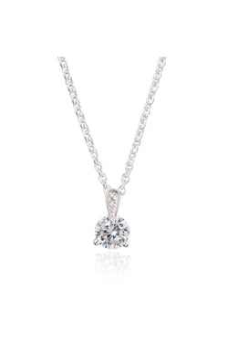 Carraig Donn Silver Plated Solitaire Cubic Zirconia Pendant Necklace