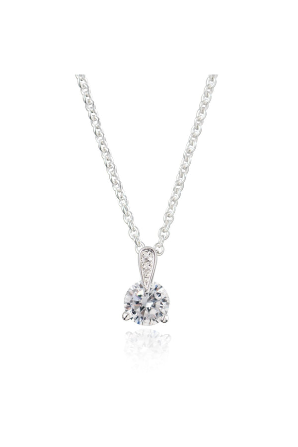 Carraig Donn Silver Plated Solitaire Cubic Zirconia Pendant Necklace