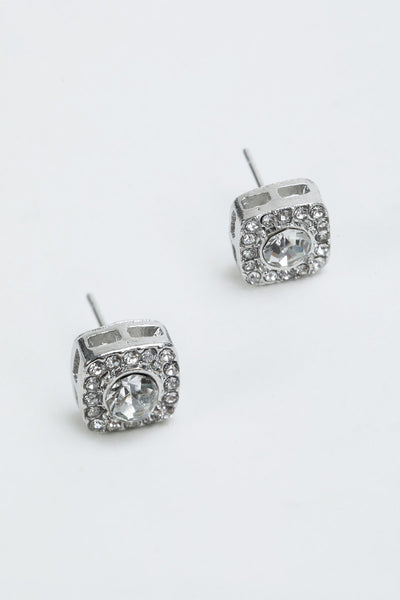 Carraig Donn Silver Square Stone Stud Earrings