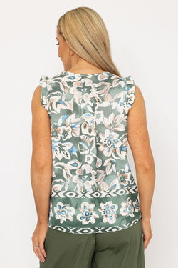 Carraig Donn Sleeveless Khaki Print Top