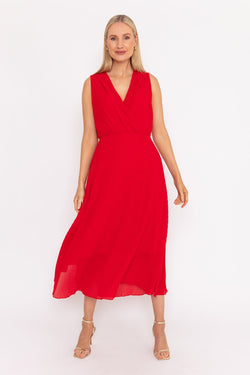 Carraig Donn Sleeveless Red Hannah Midi Dress