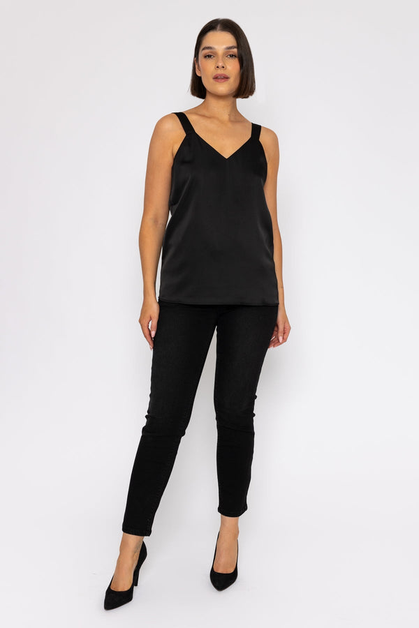 Carraig Donn Sleeveless Silky Cami Top in Black