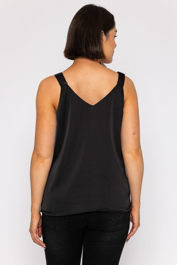 Carraig Donn Sleeveless Silky Cami Top in Black