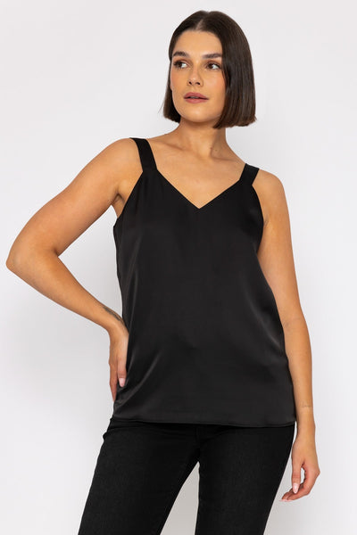 Carraig Donn Sleeveless Silky Cami Top in Black