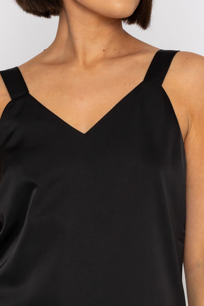 Carraig Donn Sleeveless Silky Cami Top in Black