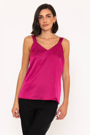 Sleeveless Silky Cami Top in Red