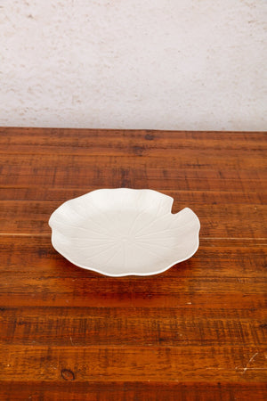 Small Ceramic Textured White Lotus Plate