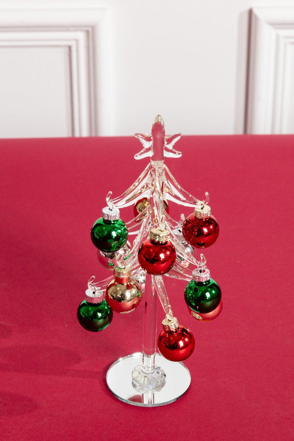 Carraig Donn Small Glass Christmas Tree With 12 Baubles