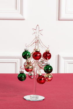 Carraig Donn Small Glass Christmas Tree With 12 Baubles