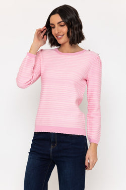 Carraig Donn Star Button Detail Knit jumper in Pink