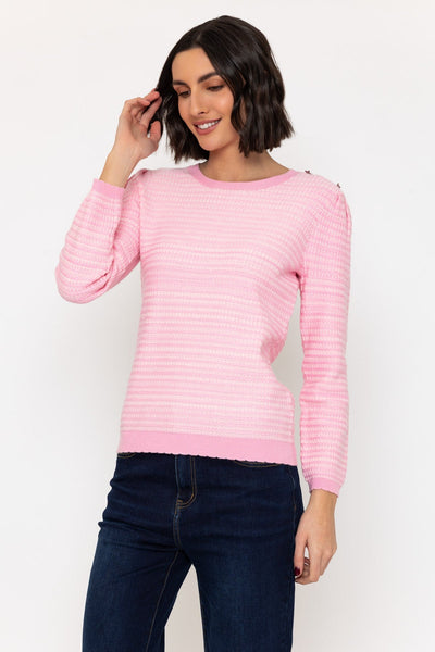 Carraig Donn Star Button Detail Knit jumper in Pink