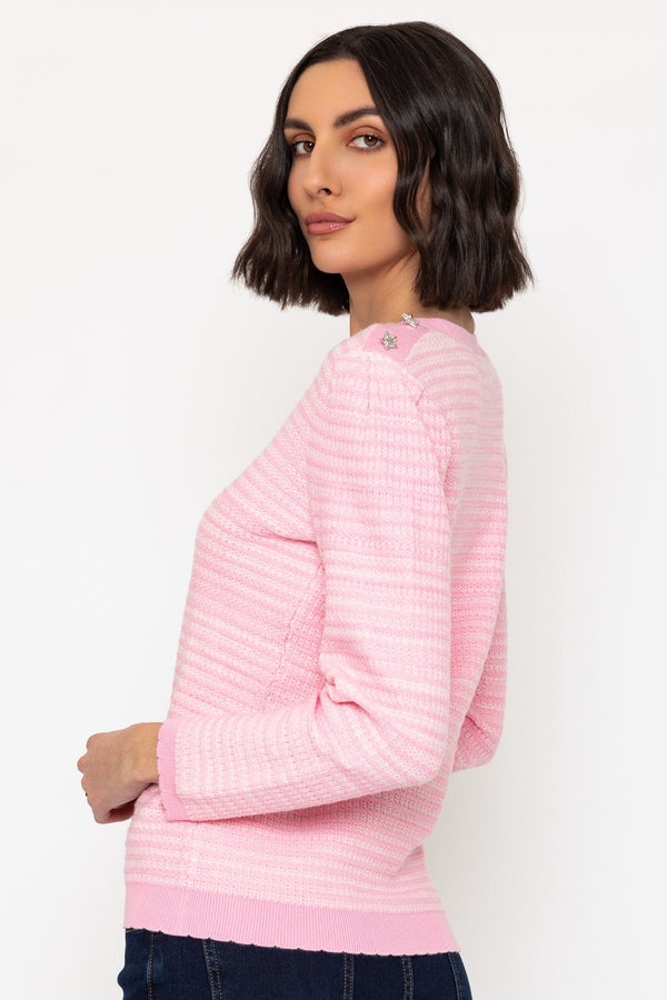 Carraig Donn Star Button Detail Knit jumper in Pink