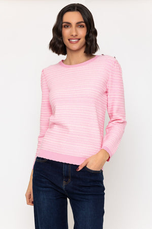 Star Button Detail Knit Jumper in Pink