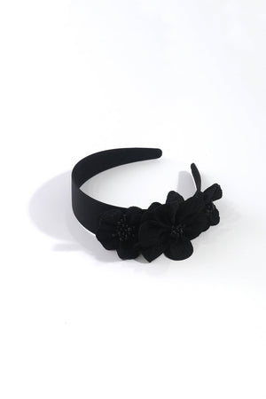 Statement Flower Hairband in Black