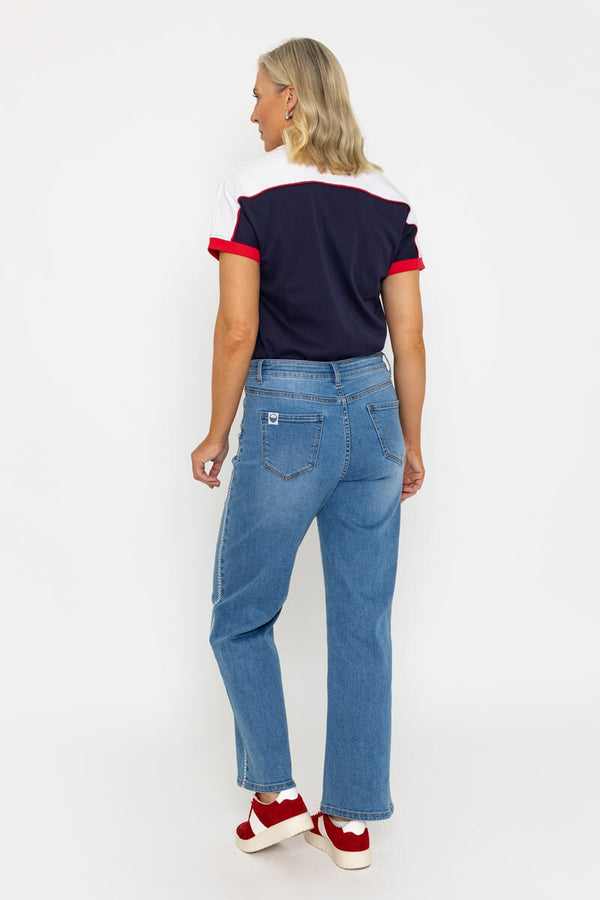 Carraig Donn Straight Leg Denim Jeans With Side Stitch Detail