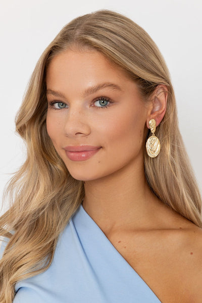 Carraig Donn Structured Gold Textured Drop Earrings