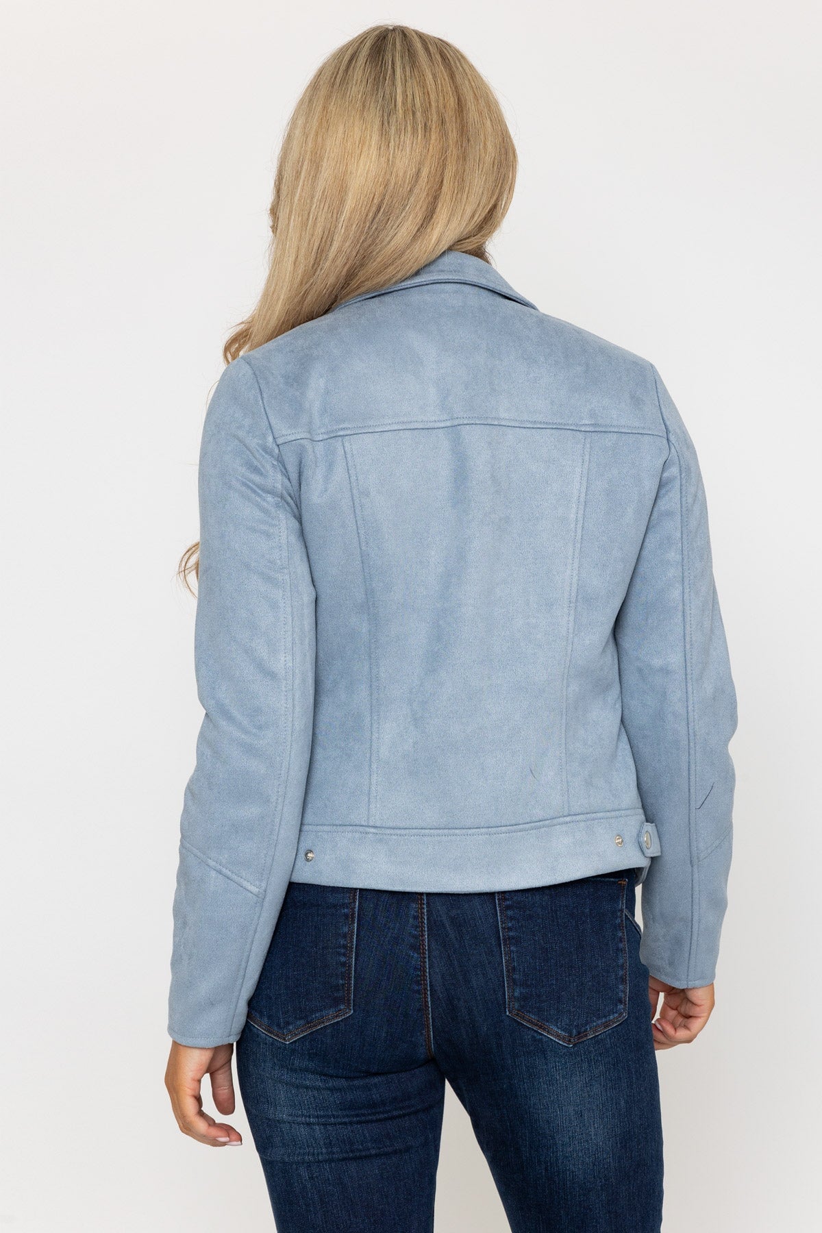 Light blue suede biker on sale jacket