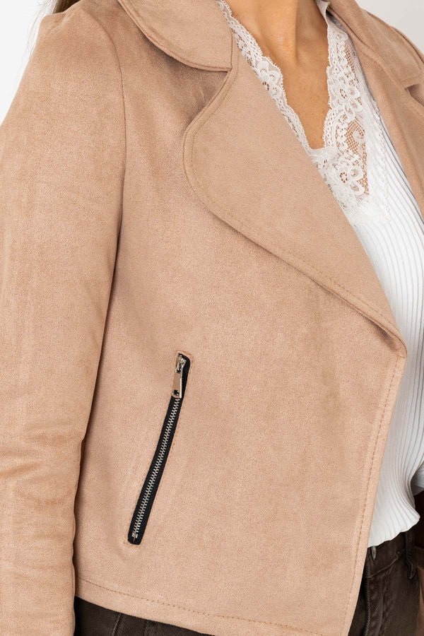 Carraig Donn Suede Cover Up Jacket in Beige