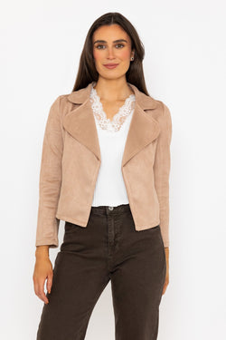 Carraig Donn Suede Cover Up Jacket in Beige