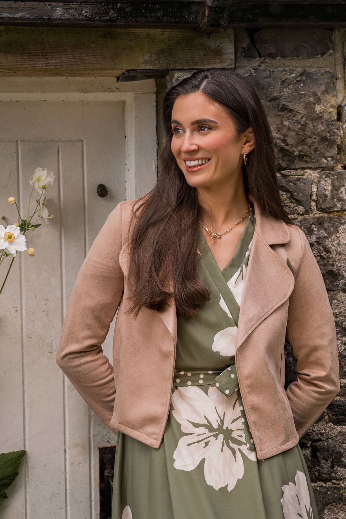 Beige Suede Cover Up Jacket