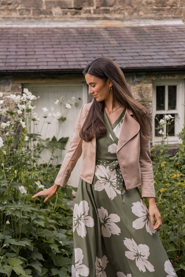 Carraig Donn Suede Cover Up Jacket in Beige