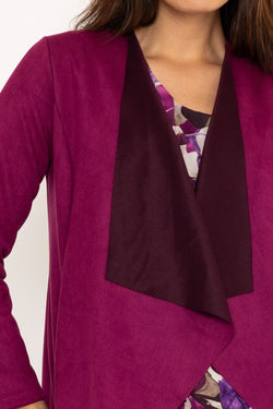 Carraig Donn Suede Waterfall Jacket in Magenta