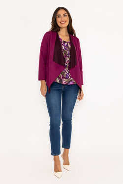 Carraig Donn Suede Waterfall Jacket in Magenta