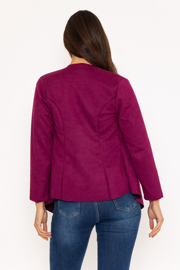 Carraig Donn Suede Waterfall Jacket in Magenta