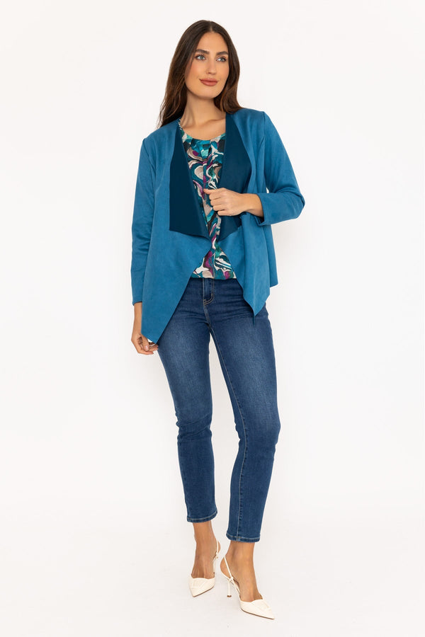 Carraig Donn Suede Waterfall Jacket in Teal