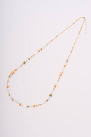 Summer Yellow Beaded Long Necklace