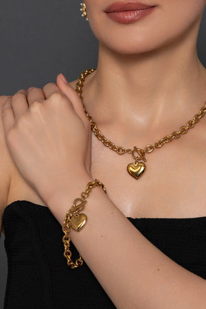 T-Bar Heart Gold Bracelet