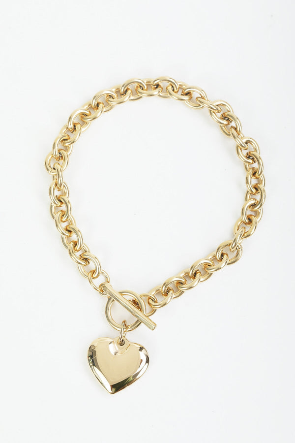 Carraig Donn T-Bar Heart Gold Bracelet