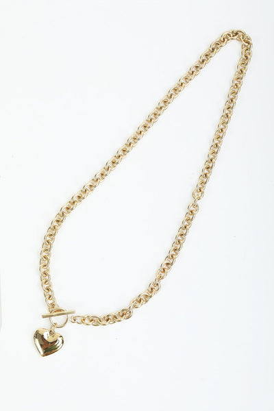 Carraig Donn T-Bar Heart Gold Necklace